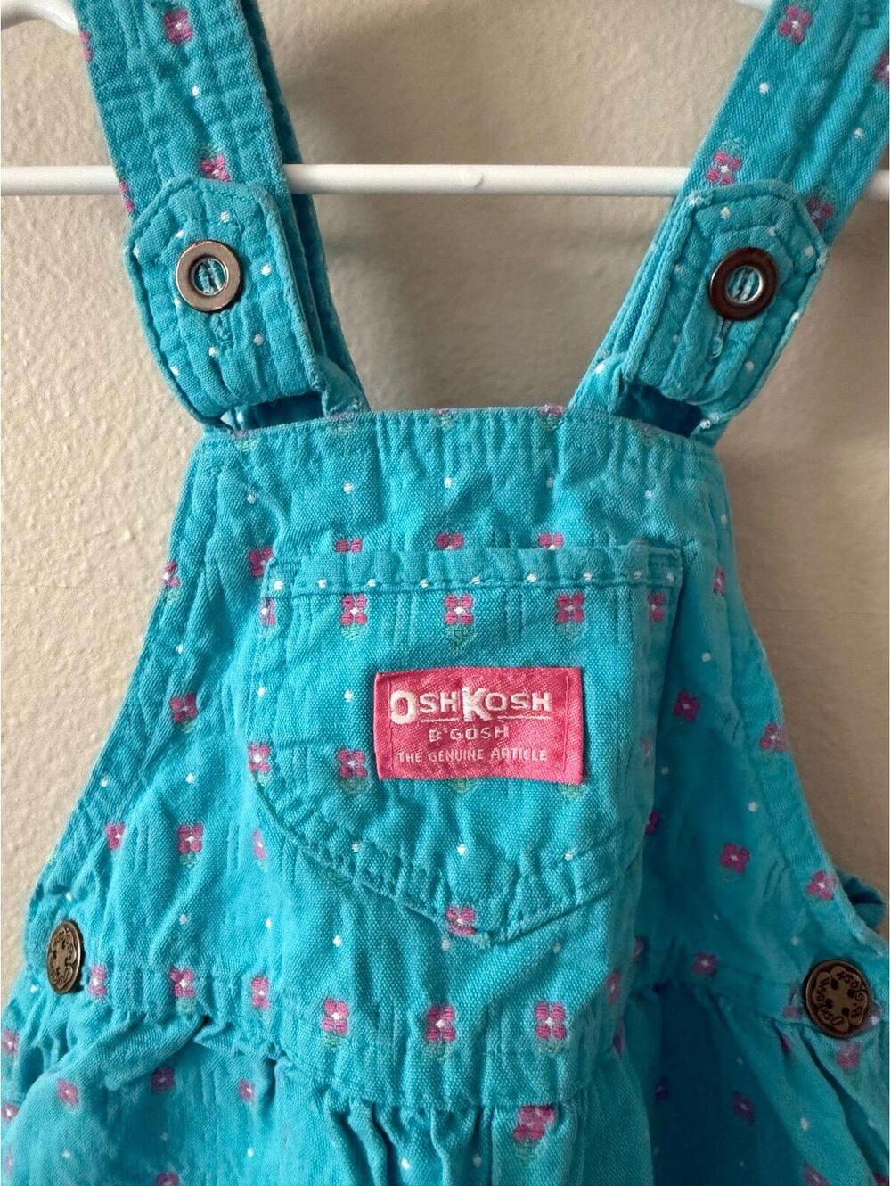 OshKosh B’Gosh Toddler Overalls Size 4 Teal Floral Vintage